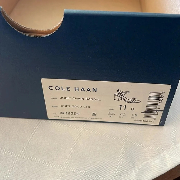 Cole Haan Josie Chain Strap Block Heel Sandal size 11 soft gold color heels NWT - Picture 6 of 8